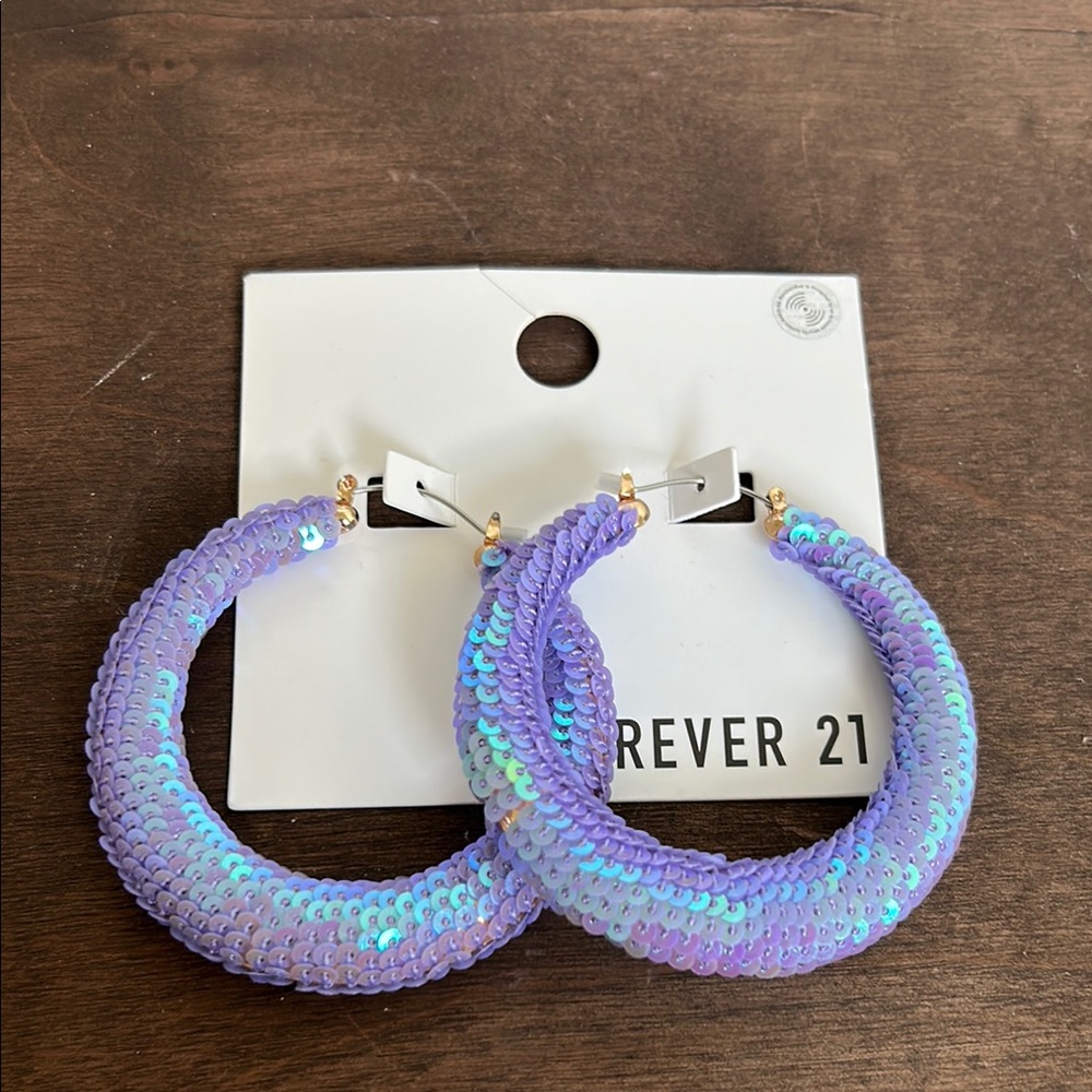 Forever 21 Purple Iridescent Hoop Earrings